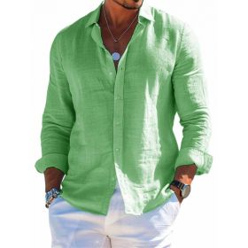 Men's Long Sleeve Shirt Casual Loose Lapel Button Top Solid Color Plus Size Blouse Clothing (Option: SF9067-S)