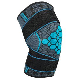 Double Strap Compression Knee Pads For Basketball Cycling (Option: Blue with straps-S)