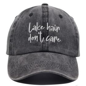 2pcs Lake Hair Washed Black Baseball Cap , Lake Hair Don't Care Embroidery Vintage Distressed Hat Summer Casual Lake Trip Hat (Option: 1pcs)