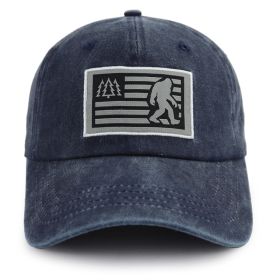 2pcs Washed Navy Bigfoot American Flag Patch Baseball Cap, Vintage Cotton  Hat For Outdoor Hiking (Option: 1pcs)