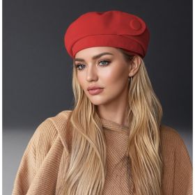 The High-end Button Beret Makes Your Face Look Smaller (Option: Red)