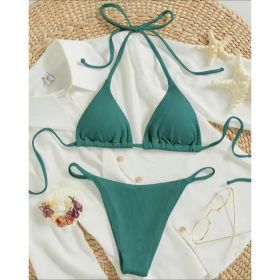 Factory Wholesale Women's Sexy Small Rib Bikini Tie Bikini Set Two Piece Swimsuit Beach Wear (Option: Style1-S)