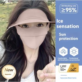 Summer Sun Mask Full Face With Hat Integrated Ice Silk Mask (Option: Pink)