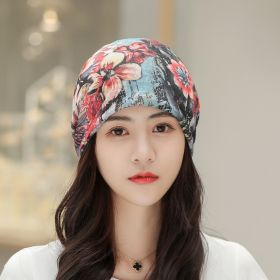 Baotou Silk Scarf Thin Air Conditioning Hat After Chemotherapy (Option: Colorful Graffiti Flowers)