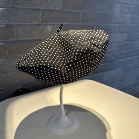Dot Pattern Bow Tie Strap High-profile Appearance Level Sun Protection Baseball Cap (Option: BlackA)