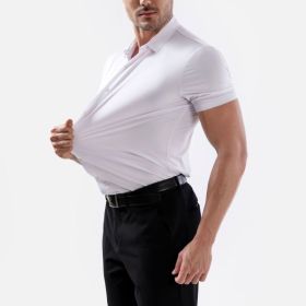 Four-side High Elastic Shirt Men's Short Sleeve Non-ironing Anti-wrinkle (Option: White-XS)