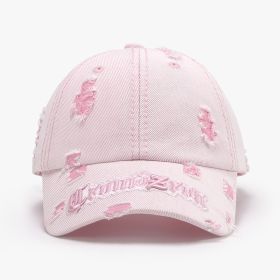 Matching Ripped Letter Print Embroidery Men's Big Head Circumference Personality (Option: 24A124 Pink-Adjustable)