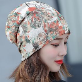 Baotou Silk Scarf Thin Air Conditioning Hat After Chemotherapy (Option: Orange Large Flower)