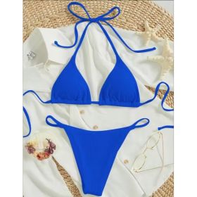 Factory Wholesale Women's Sexy Small Rib Bikini Tie Bikini Set Two Piece Swimsuit Beach Wear (Option: Style10-S)