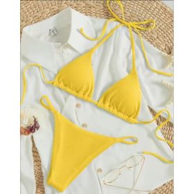 Factory Wholesale Women's Sexy Small Rib Bikini Tie Bikini Set Two Piece Swimsuit Beach Wear (Option: Style4-S)