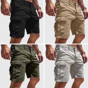Men's Cargo Shorts Summer Multi-Pocket Button Zipper Pants With Pockers Fashion Beach Pants (Option: 4 Colors-M)