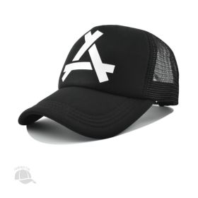 Men's Outdoor Leisure Peaked Cap Wide Brim Sunshade Breathable Net Cap (Option: Black-54cm)
