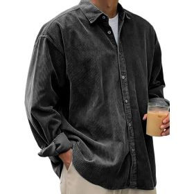 Casual Loose Men's Autumn And Winter Thick Shirt Jacket (Option: Black-S)