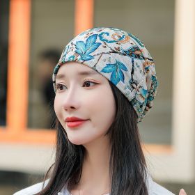 Baotou Silk Scarf Thin Air Conditioning Hat After Chemotherapy (Option: Narcissus Blue)