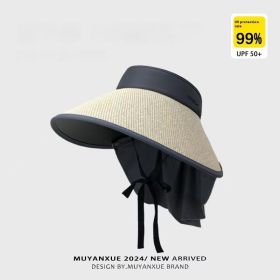 Plus-sized Brim Sun-proof Sun Protection Hat Women's Summer Shawl (Option: Neck Protection Shawl Beige)