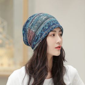 Baotou Silk Scarf Thin Air Conditioning Hat After Chemotherapy (Option: Ethnic Blue)
