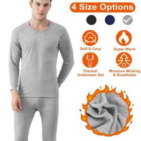 Men Thermal Underwear Set Long Johns Pants Long Sleeve Soft Underwear Kit Top Bottom Winter Sports Suits (Option: Grey-XXL)