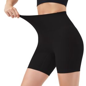 4 Sizes-5 Colors Option -- 1Pc Women's High Waist Biker Shorts Tummy Control Pants Athletic Leggings Spandex Booty Shorts With 6.3In Inseam No Front S (Option: Black-S)