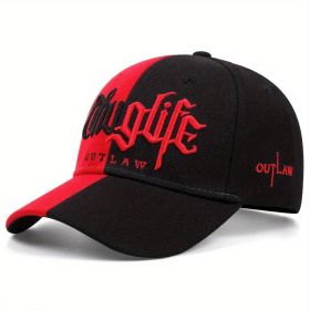 Embroidered Letter Double Stitching All-matching Sun Hat Peaked Cap (Option: Black And Red-Adjustable)