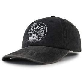 2pcs Cruise Mode On Embroidered Baseball Cap, Vintage Washed Distressed Hat For Men Women, Summer Beach Vacation Cruise Trip Gift (Option: 2pcs)