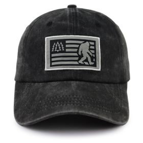 2pcs Bigfoot Sasquatch American Flag Baseball Cap - Vintage Washed Cotton Hat For Men & Women, Adjustable Low Profile Outdoor Trucker Hat (Option: 1pcs)