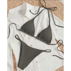 Factory Wholesale Women's Sexy Small Rib Bikini Tie Bikini Set Two Piece Swimsuit Beach Wear (Option: Style7-S)