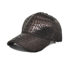 Imitation Crocodile Leather Baseball Cap European And American Fashion & Trend Men And Women (Option: Dark brown-M)