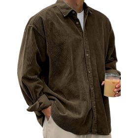 Casual Loose Men's Autumn And Winter Thick Shirt Jacket (Option: Brown-S)