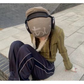 Street Style Letters Pile Heap Cap Beanie Hat Female Autumn And Winter Street (Option: Day Khaki-M)