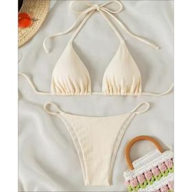 Factory Wholesale Women's Sexy Small Rib Bikini Tie Bikini Set Two Piece Swimsuit Beach Wear (Option: Style11-S)