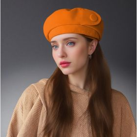 The High-end Button Beret Makes Your Face Look Smaller (Option: Orange)