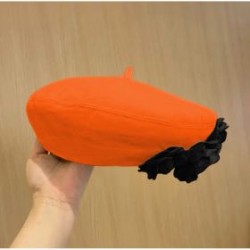 A Fashionable And Fluffy Painter's Hat That Makes Your Face Look Good (Option: Orange-One size)