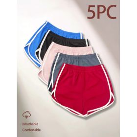 High Waist Drawstring Lounge Shorts Summer Casual Loose Fit Cotton Shorts For Women (Option: Multicolored-5pcs-XXL)