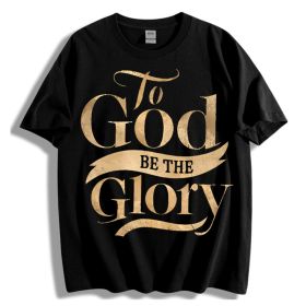 To God Be The Glory Gold Print Women Men T-Shirt, Summer Casual Round Neck Short Sleeve Top (Option: S)