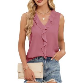 Women's Solid Color Summer Sleeveless Shirt (Option: Peach-S)