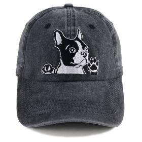 2pcs Boston Terrier Dog Embroidered Baseball Cap - Vintage Washed Cotton Hat, Adjustable Unstructured Low Profile, Cute Pet Cap For Men Women (Option: 2pcs)