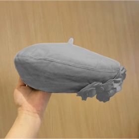 A Fashionable And Fluffy Painter's Hat That Makes Your Face Look Good (Option: Grey-One size)