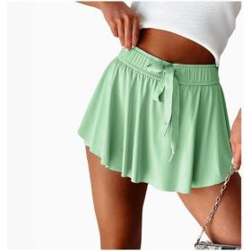 Minimal Versatile High Waist Pleating Lace-up Casual Shorts (Option: Style985633-S)