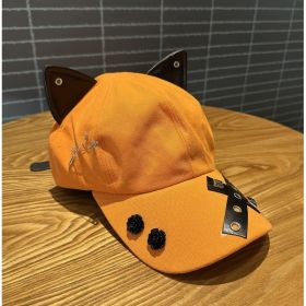 A Niche Baseball Cap With Three-dimensional Cat Ears (Option: Orange)