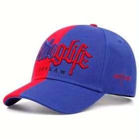 Embroidered Letter Double Stitching All-matching Sun Hat Peaked Cap (Option: Red And Blue-Adjustable)