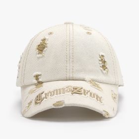 Matching Ripped Letter Print Embroidery Men's Big Head Circumference Personality (Option: 24A124 Yellow-Adjustable)