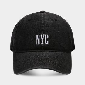 American Retro Denim Alphabet Peaked Cap (Option: Black-Adjustable)