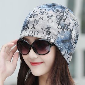 Baotou Silk Scarf Thin Air Conditioning Hat After Chemotherapy (Option: Maple Leaf Gray Blue)