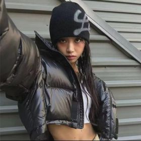 Street Style Letters Pile Heap Cap Beanie Hat Female Autumn And Winter Street (Option: Y Black-M)