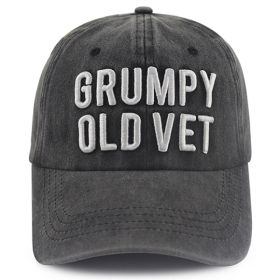 2pcs Grumpy Old Vet Embroidered Baseball Cap, Vintage Washed Grey Cotton Hat For Veterinarians Men Women (Option: 2pcs)