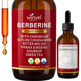Organic Ceylon Cinnamon Berberine Liquid Drops Supplement With Bitter Melon Extract, Glucomannan, Gymnema, Chromium, Turmeric, Organic Panax Ginseng (Option: 1 PCS)