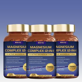 WINYEL Magnesium Complex 700mg 12 In 1 Magnesium Supplement With Glycinate, Citrate, Malate  Sleep, Calm, Muscle Relaxation, Heart Health Support  Veg (Option: 3 PCS)