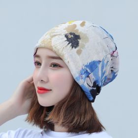 Baotou Silk Scarf Thin Air Conditioning Hat After Chemotherapy (Option: Yellow And Blue Ink Painting)