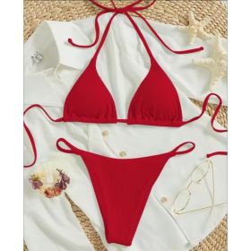 Factory Wholesale Women's Sexy Small Rib Bikini Tie Bikini Set Two Piece Swimsuit Beach Wear (Option: Style2-S)