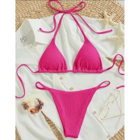 Factory Wholesale Women's Sexy Small Rib Bikini Tie Bikini Set Two Piece Swimsuit Beach Wear (Option: Style3-S)